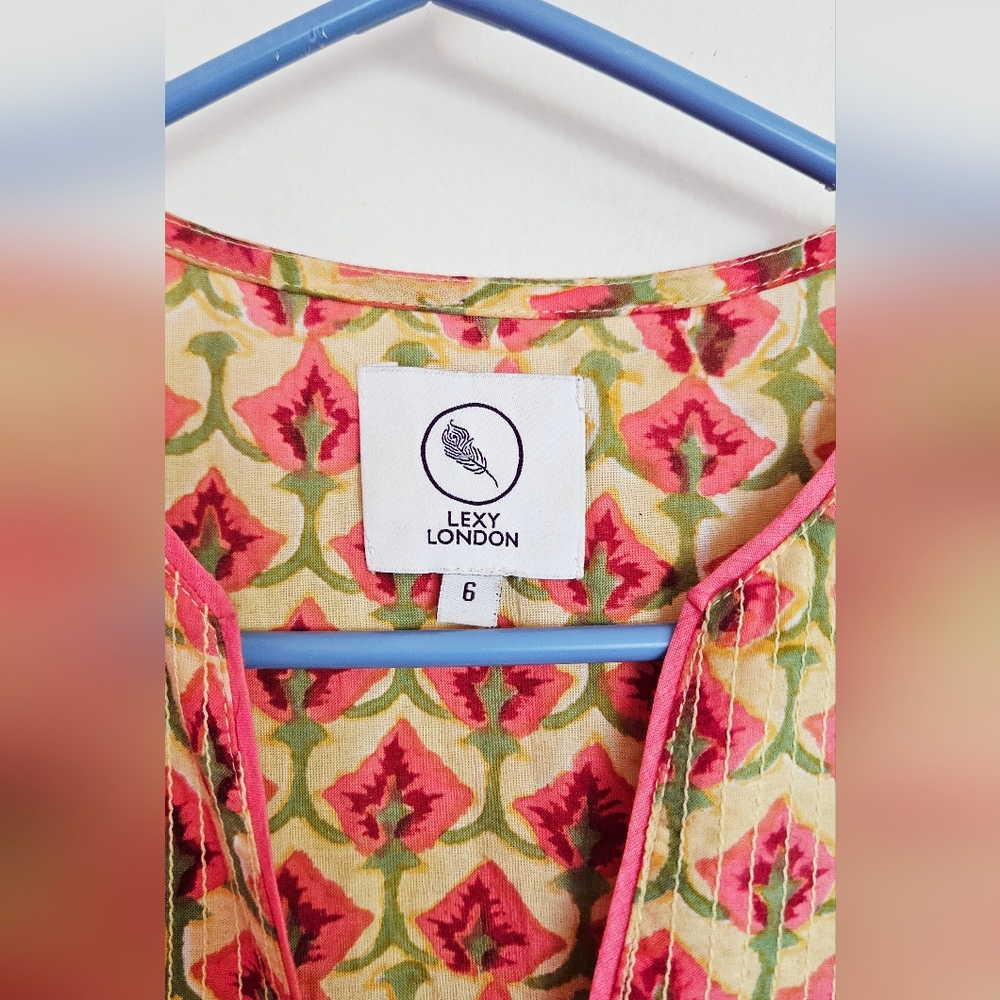 Tuckernuck Peach Lexy London Mini Floral Dress Size 6 - Picture 3 of 6